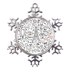 Big-collection-with-hand-drawn-objects-valentines-day Metal Large Snowflake Ornament by Salman4z