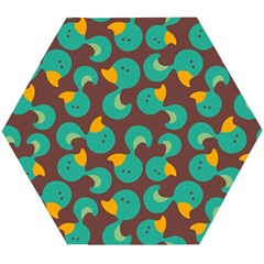 Vector Illustration Seamless Pattern With Cartoon Duck Wooden Puzzle Hexagon by pakminggu