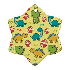 Seamless Pattern With Cute Dinosaurs Character Snowflake Ornament (two Sides) by pakminggu