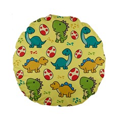Seamless Pattern With Cute Dinosaurs Character Standard 15  Premium Round Cushions by pakminggu