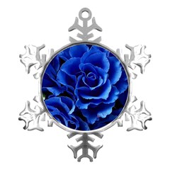 Blue Roses Flowers Plant Romance Blossom Bloom Nature Flora Petals Metal Small Snowflake Ornament by pakminggu