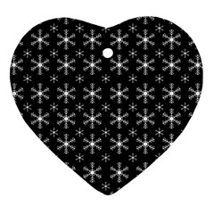 Snowflakes Background Pattern Heart Ornament (two Sides) by pakminggu