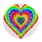 Tie Dye Heart Colorful Prismatic Ornament (Round) Front