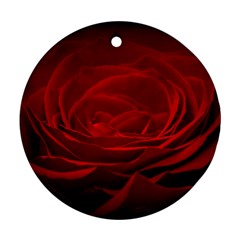 Rose Red Rose Red Flower Petals Waves Glow Ornament (round) by pakminggu