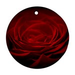 Rose Red Rose Red Flower Petals Waves Glow Ornament (Round) Front
