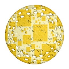 Party Confetti Yellow Squares Ornament (round Filigree) by pakminggu