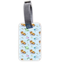 Pattern Giraffe Animal Seamless Scrapbooking Blue Luggage Tag (one Side) by pakminggu