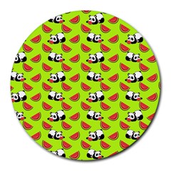 Watermelon Panda Background Wallpaper Round Mousepad by pakminggu