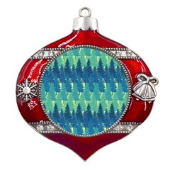 Christmas Trees Pattern Digital Paper Seamless Metal Snowflake And Bell Red Ornament by pakminggu