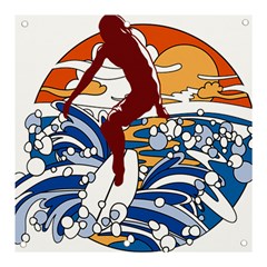 Beach Illustration Summer Beach Surf Waves Banner And Sign 3  X 3  by pakminggu