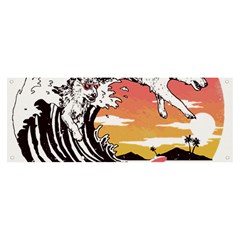 Gray Wolf Beach Waves A Wolf Animal Retro Banner And Sign 8  X 3  by pakminggu