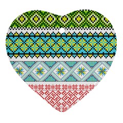 Ukraine Ornament Pattern Symbolism Geometric Heart Ornament (two Sides) by pakminggu