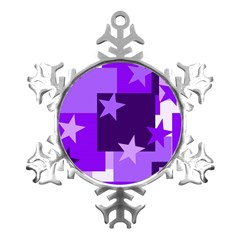 Purple Stars Pattern Shape Metal Small Snowflake Ornament by danenraven