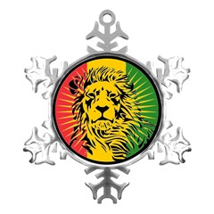Lion Head Africa Rasta Metal Small Snowflake Ornament by Mog4mog4