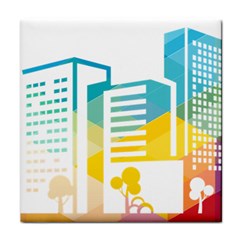 Silhouette Cityscape Building Icon Color City Face Towel by Mog4mog4
