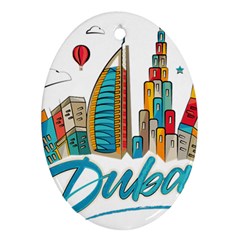 Burj Khalifa Skyline Clip Art Drawing Comic World Oval Ornament (two Sides) by Mog4mog4