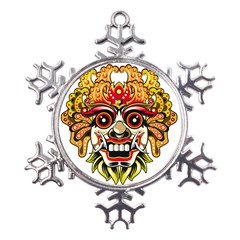 Bali Barong Mask Euclidean Vector Chiefs Face Metal Large Snowflake Ornament by Mog4mog4