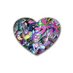 Cartoon Parody Time Travel Ultra Pattern Rubber Heart Coaster (4 Pack) by Mog4mog4