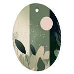 Spring Floral Plants Foliage Minimal Minimalist Oval Ornament (Two Sides) Front