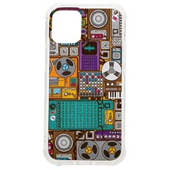 Pattern Design Art Techno Dj Music Retro Music Device Iphone 12 Mini Tpu Uv Print Case	 by Bakwanart