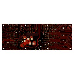 Red Computer Circuit Board Banner And Sign 8  X 3  by Bakwanart