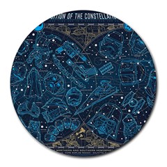 Position Of The Constellations Illustration Star Blue Round Mousepad by Bakwanart