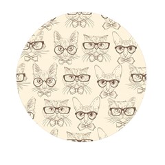 Seamless Pattern Hand Drawn-cats-with Hipster Accessories Mini Round Pill Box (pack Of 3) by Vaneshart