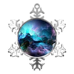 Abstract Graphics Nebula Psychedelic Space Metal Small Snowflake Ornament by 99art