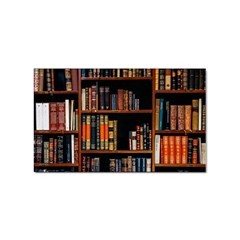 Assorted Title Of Books Piled In The Shelves Assorted Book Lot Inside The Wooden Shelf Sticker Rectangular (100 Pack) by 99art