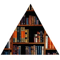 Assorted Title Of Books Piled In The Shelves Assorted Book Lot Inside The Wooden Shelf Wooden Puzzle Triangle by 99art