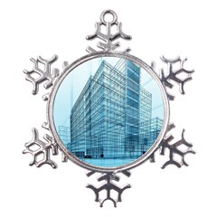 Architecture Blue Drawing Engineering City Modern Building Exterior Metal Large Snowflake Ornament by 99art