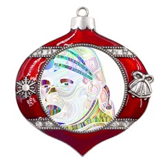 Maasai-man-people-abstract Metal Snowflake And Bell Red Ornament by 99art