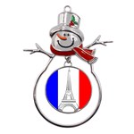 Eiffel-tower-france-flag-tower- Metal Snowman Ornament Front