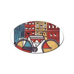 Amsterdam Graphic Design Poster Illustration Sticker Oval (10 Pack) by 99art