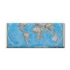 Blue White And Green World Map National Geographic Hand Towel by B30l