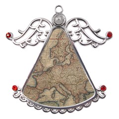 Old Vintage Classic Map Of Europe Metal Angel With Crystal Ornament by B30l
