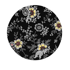 White And Yellow Floral And Paisley Illustration Background Mini Round Pill Box (pack Of 3) by Cowasu