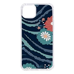 Waves Flowers Pattern Water Floral Minimalist Iphone 14 Plus Tpu Uv Print Case by danenraven
