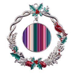Vertical Line Color Lines Texture Metal X mas Wreath Holly Leaf Ornament by Bangk1t