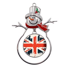 Union Jack England Uk United Kingdom London Metal Snowman Ornament by Bangk1t