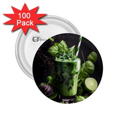 Drink Spinach Smooth Apple Ginger 2 25  Buttons (100 Pack)  by Ndabl3x