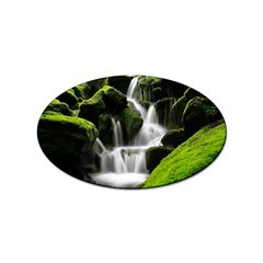 Waterfall Moss Korea Mountain Valley Green Forest Sticker (oval) by Ndabl3x