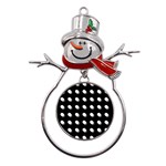 Background Dots Circles Graphic Metal Snowman Ornament Front