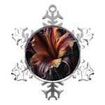 Flower Orange Lilly Metal Small Snowflake Ornament Front