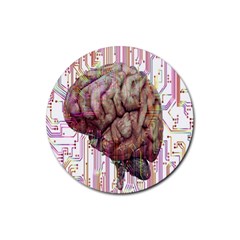 Brain Think Neurons Circuit Rubber Coaster (round) by Wav3s
