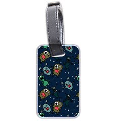 Monster-alien-pattern-seamless-background Luggage Tag (two Sides) by Wav3s