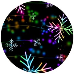 Snowflakes Snow Winter Christmas Wooden Puzzle Round by Ndabl3x