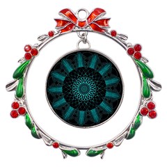 Ornament District Turquoise Metal X mas Wreath Ribbon Ornament by Ndabl3x