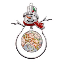 Map Europe Globe Countries States Metal Snowman Ornament by Ndabl3x
