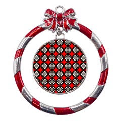 Dart Board Target Game Metal Red Ribbon Round Ornament by Ndabl3x